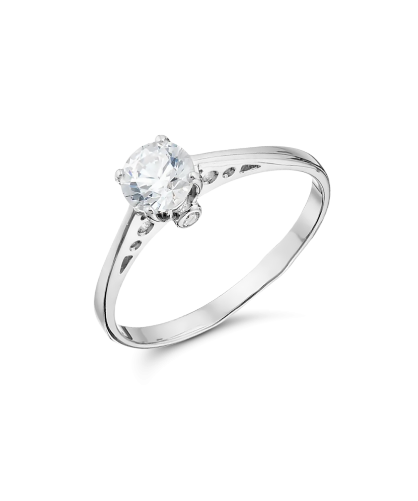 White gold ring with zircons