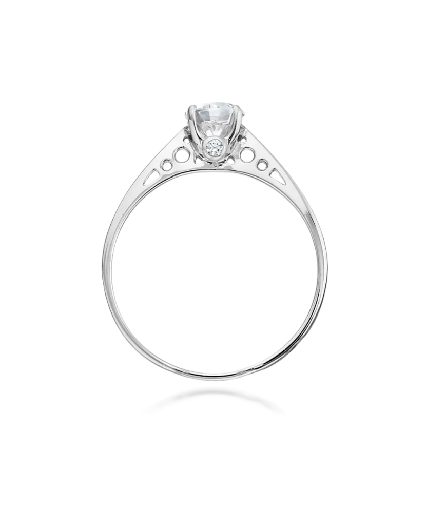 White gold ring with zircons