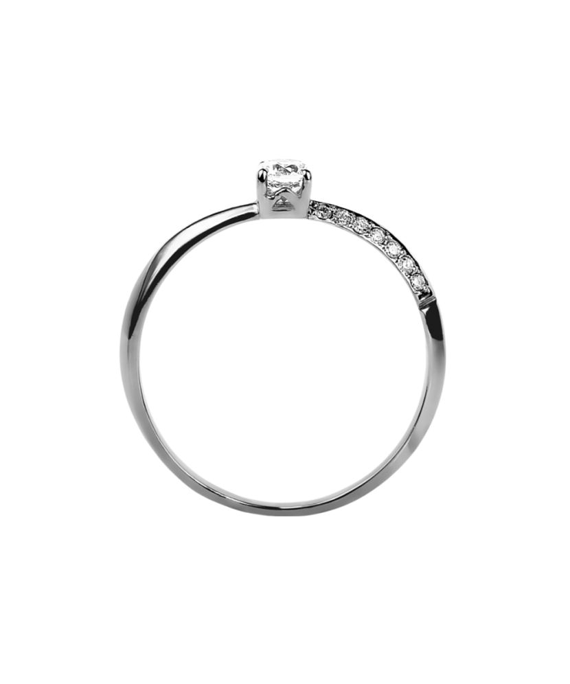 White gold ring with zircons