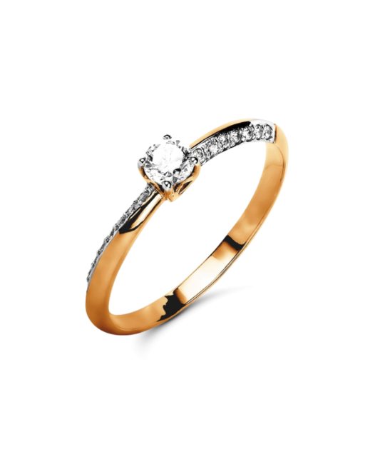 Gold ring with zircons