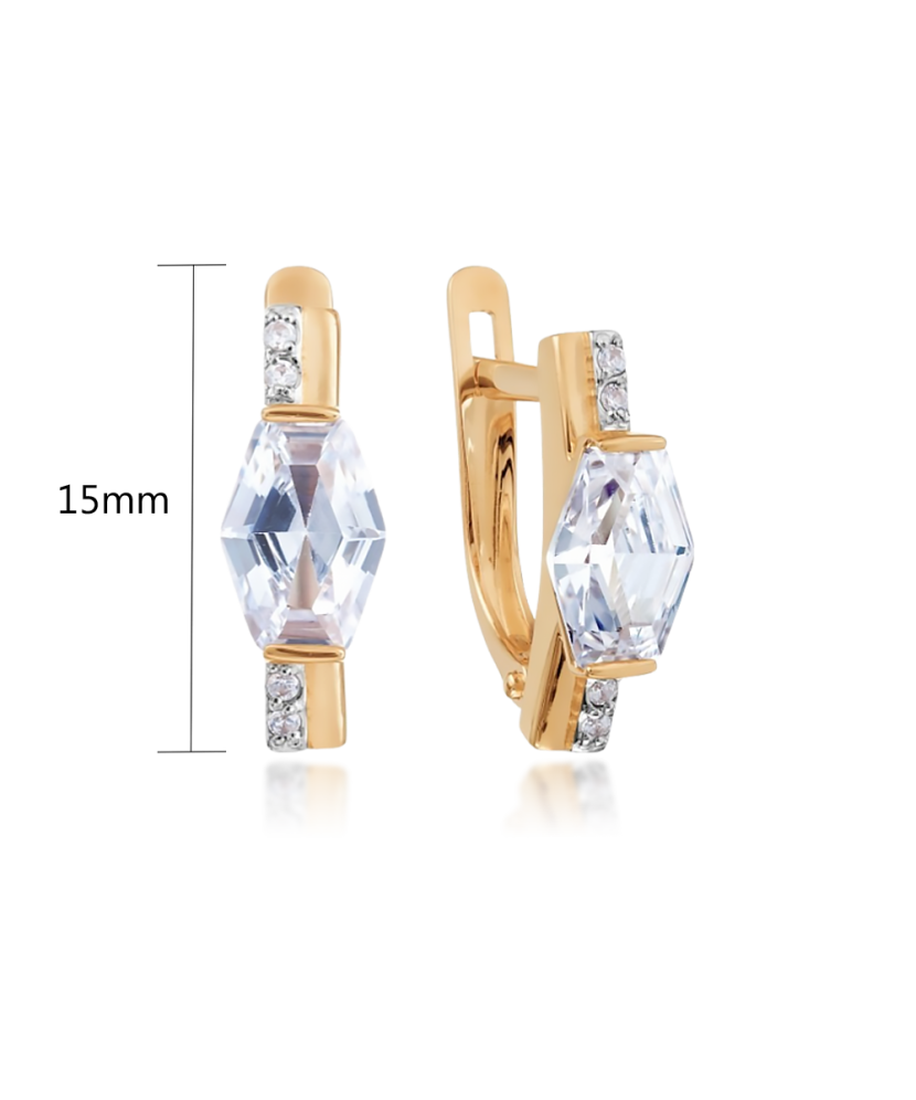 Gold earrings with zircons