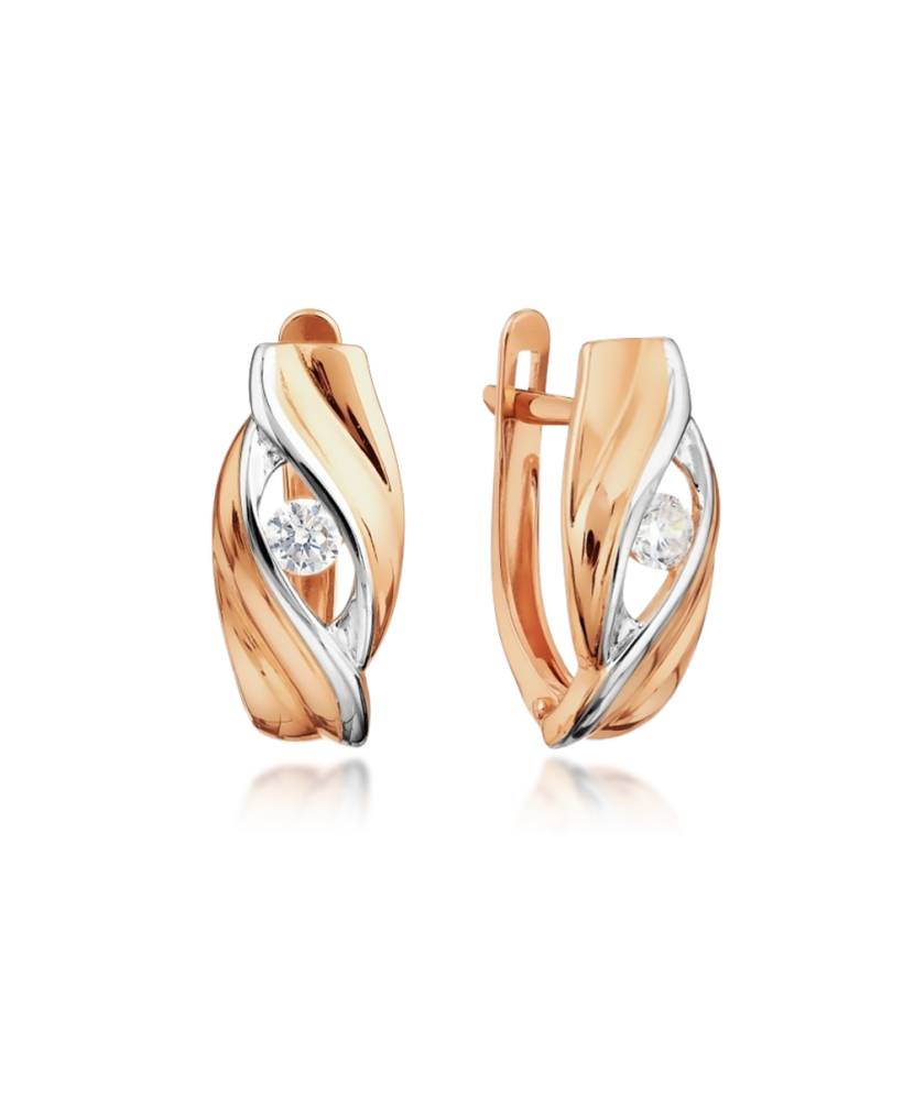 Gold earrings with zircons