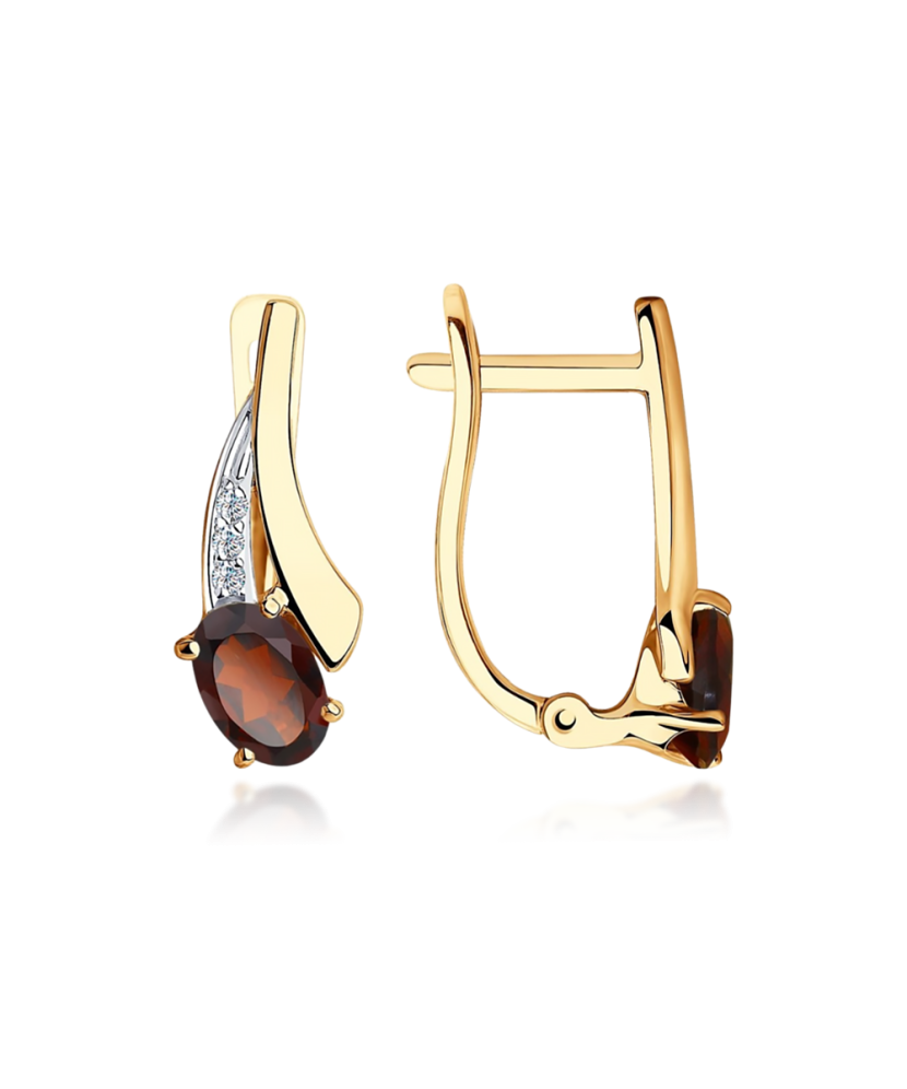 Auksiniai auskarai su granatais ir cirkoniais  - Goldinga