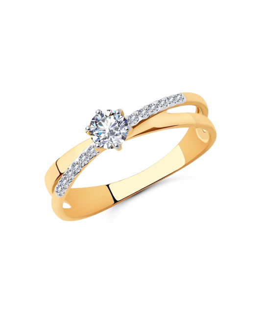 Gold ring with zircons