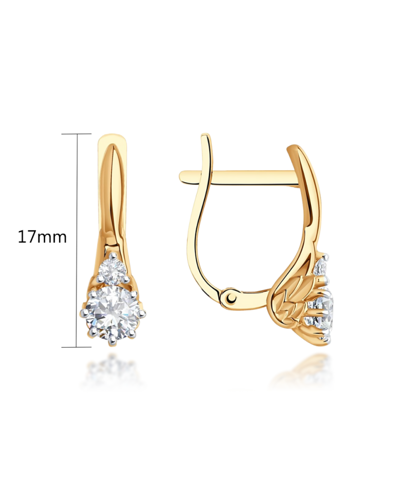 Gold earrings with zircons