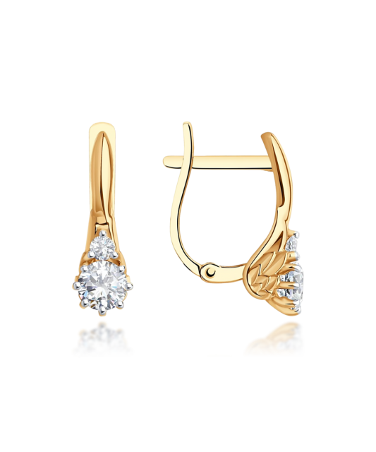 Gold earrings with zircons