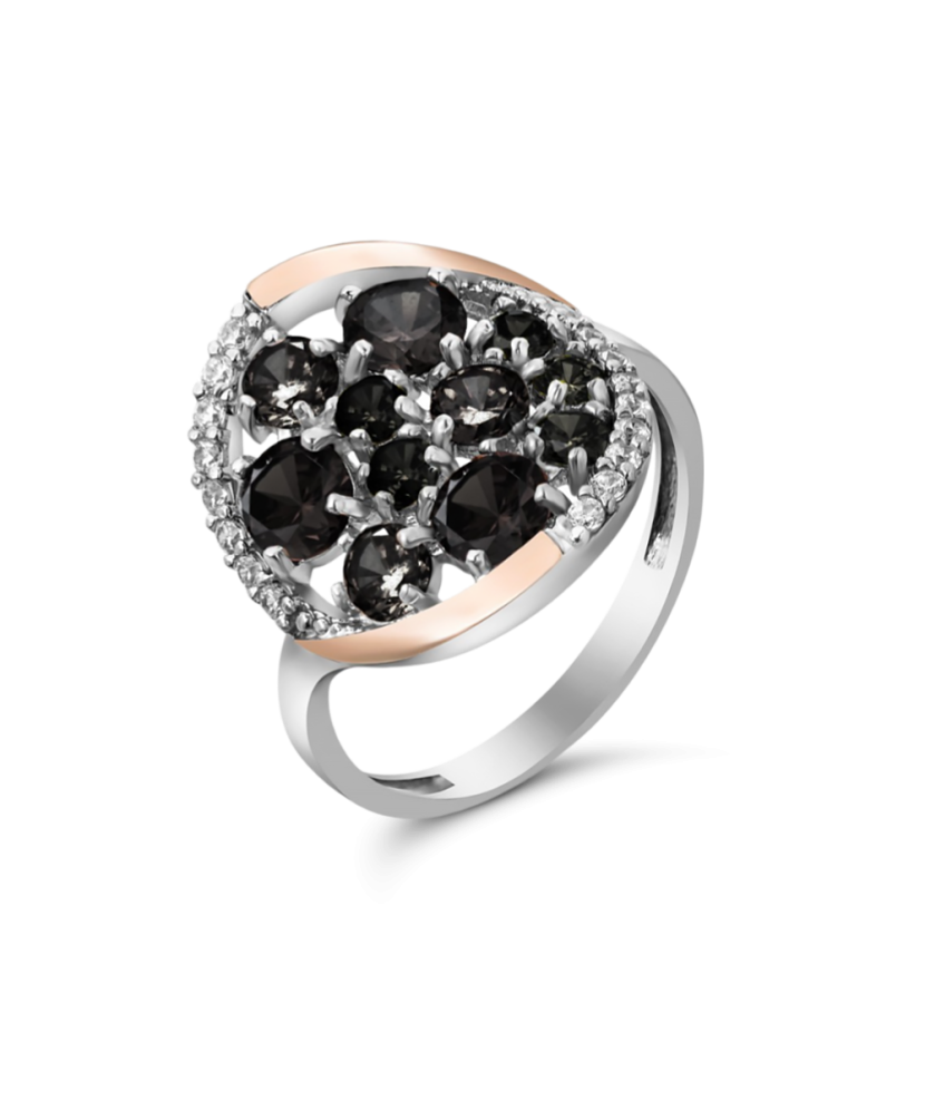 Gold plated Sterling silver ring with zircons