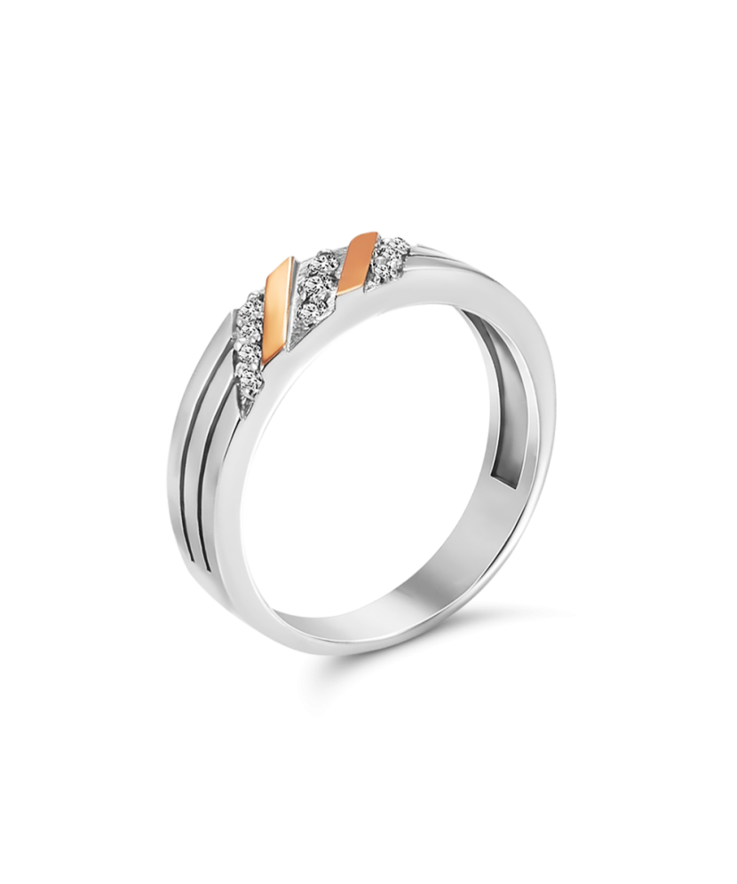 Sidabrinis žiedas su cirkoniais dengtas auksu  - Goldinga