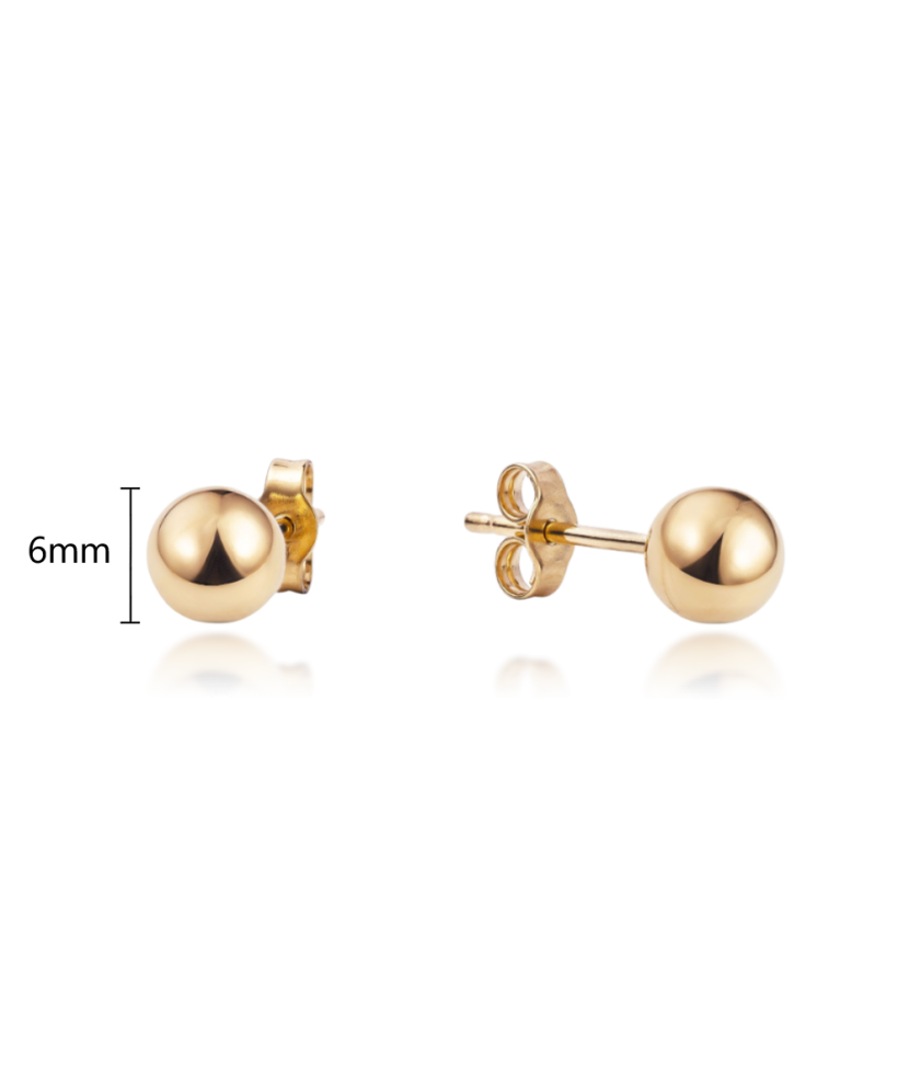 Auksiniai auskarai 6mm  - Goldinga