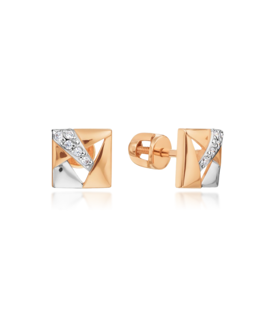 Gold earrings with zircons