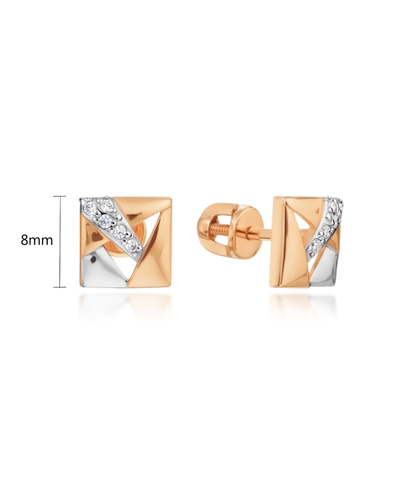 Gold earrings with zircons