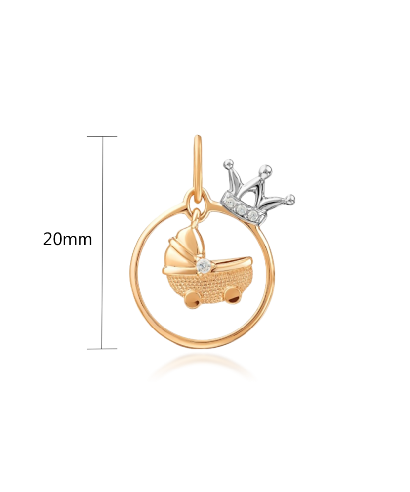 Gold pendant with zircons "stroller"