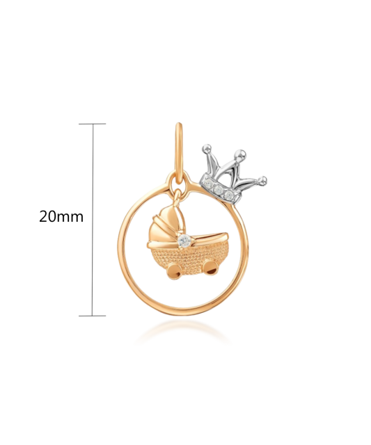 Gold pendant with zircons "stroller"