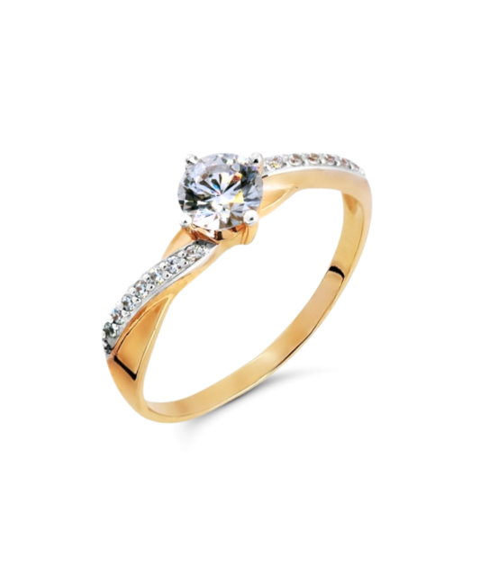 Gold ring with crystals