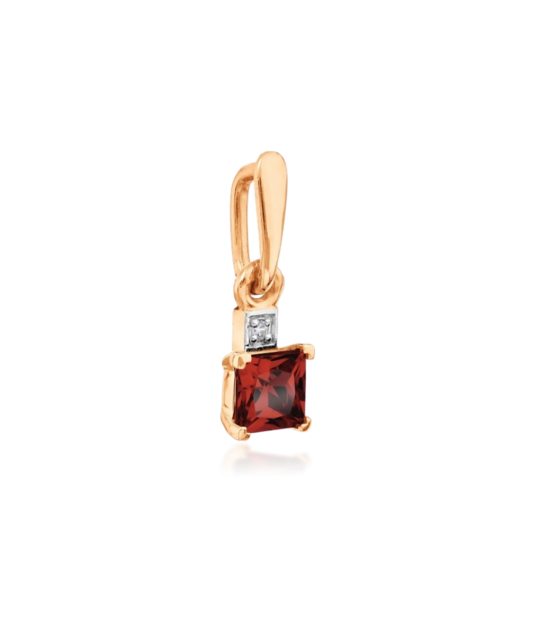 Gold pendant with garnet and zircons