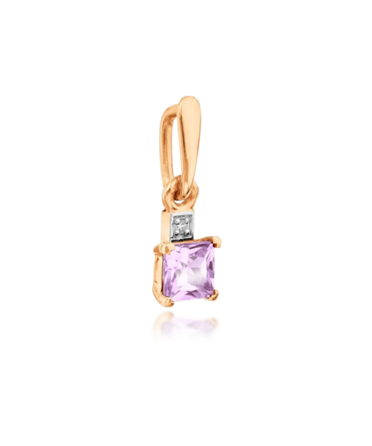 Gold pendant with amethyst and zircons