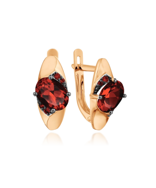 Gold earrings with garnets and zircons