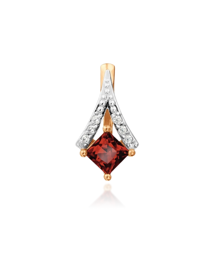 Gold pendant with garnet and zircons