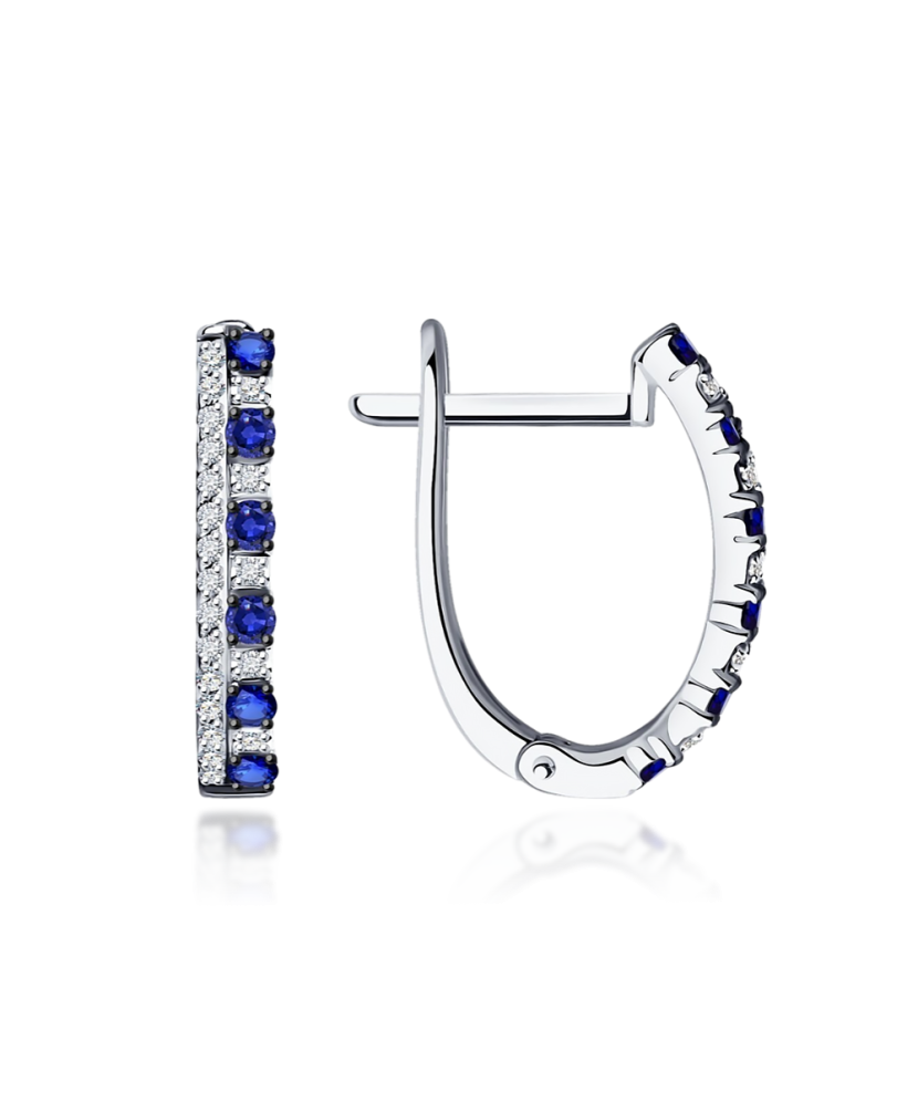 White gold earrings with sapphires and diamonds