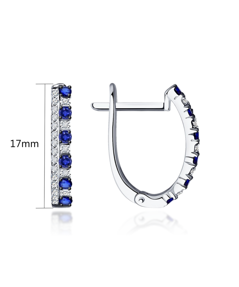White gold earrings with sapphires and diamonds