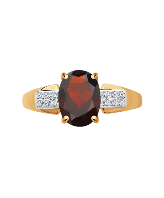 Gold ring with zircons and garnet