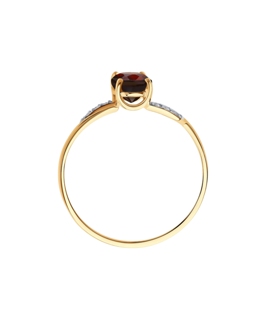 Gold ring with zircons and garnet