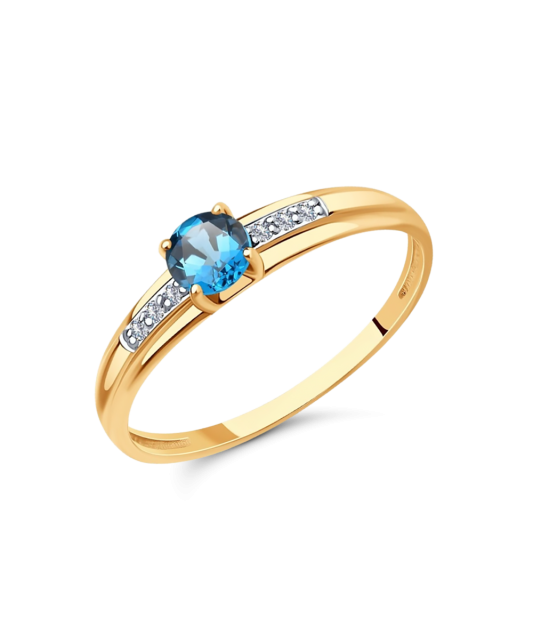 Gold ring with zircons and topaz