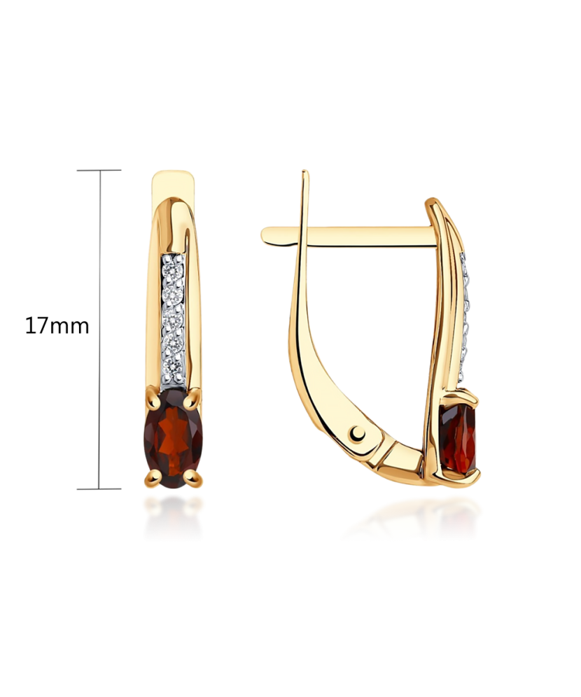 Auksiniai auskarai su cirkoniais ir granatais  - Goldinga