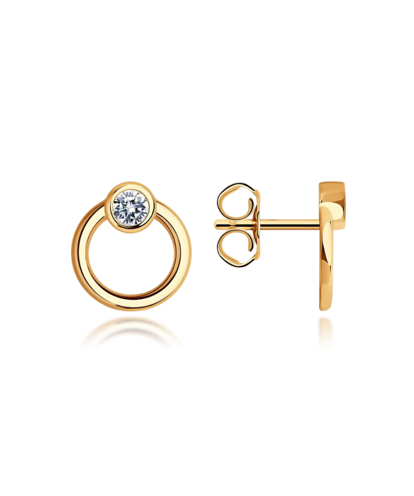 Gold earrings with zircons