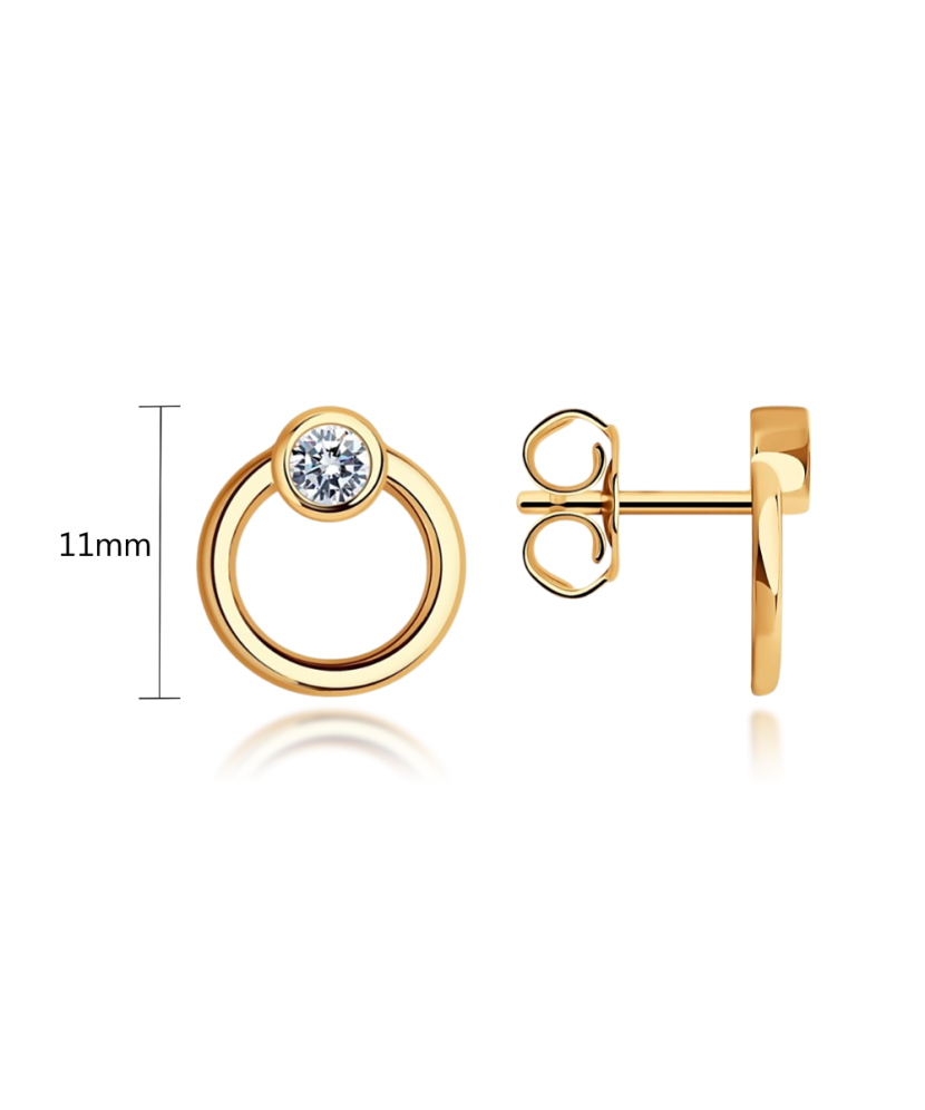 Gold earrings with zircons