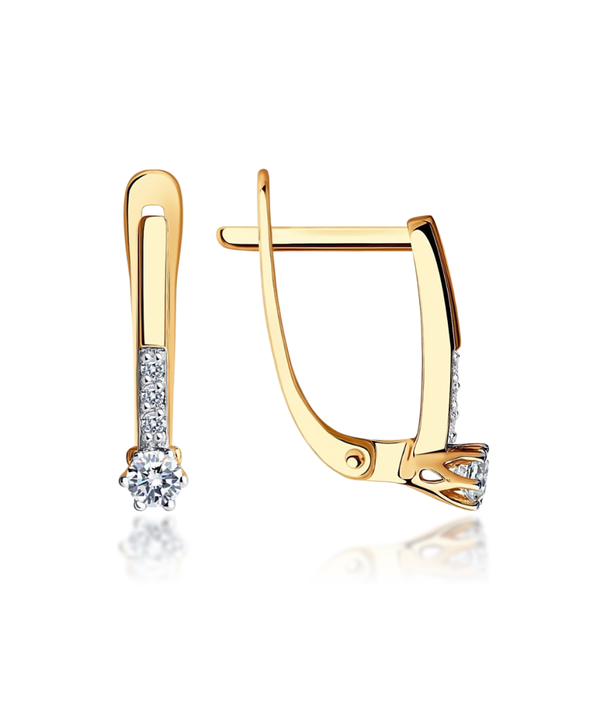 Gold earrings with zircons