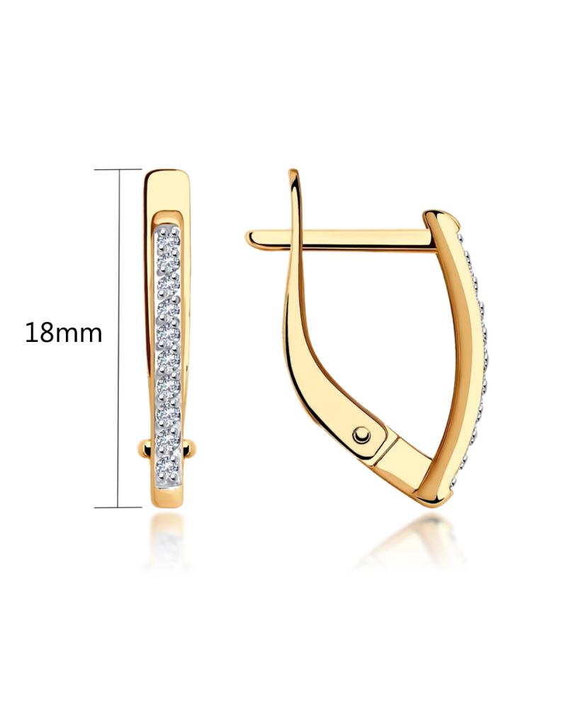 Gold earrings with zircons