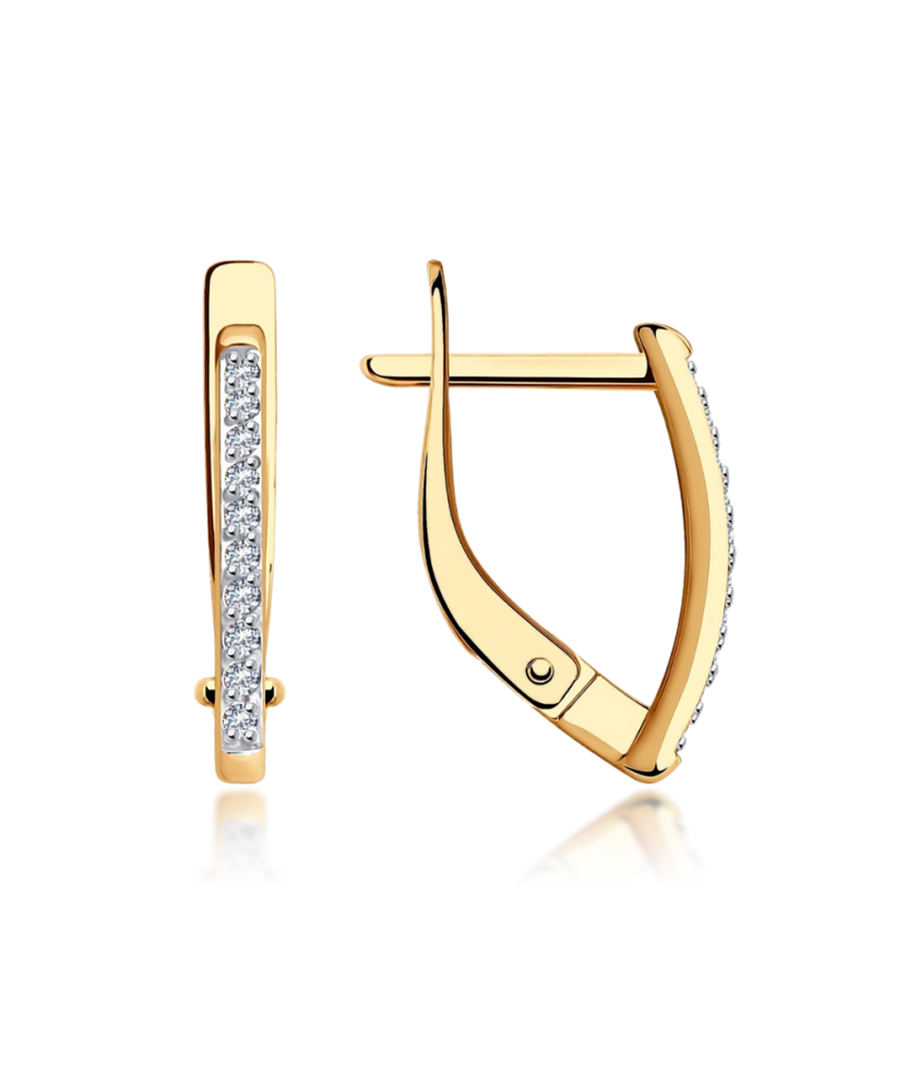 Gold earrings with zircons