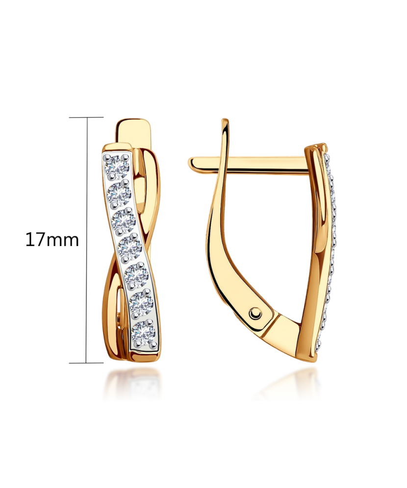 Gold earrings with zircons