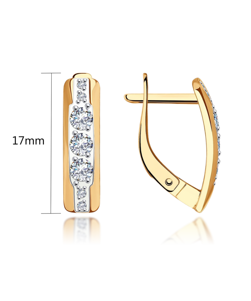 Gold earrings with zircons