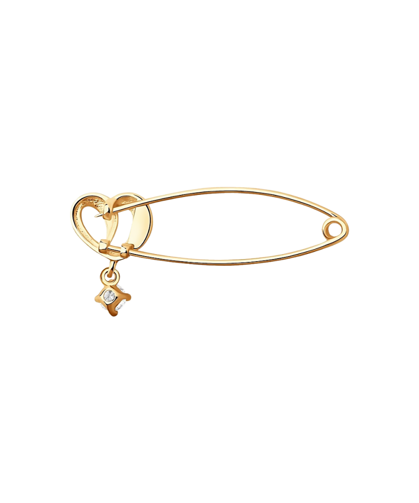 Gold brooch with zirconium "heart"