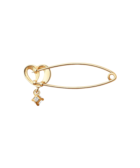 Gold brooch with zirconium "heart"