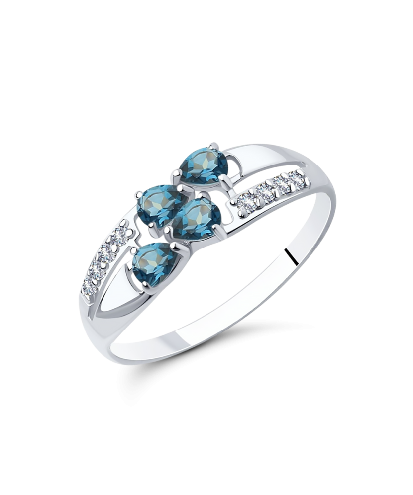 Sterling silver ring with topazes and zircons