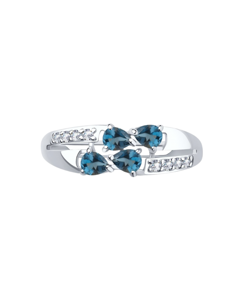 Sterling silver ring with topazes and zircons
