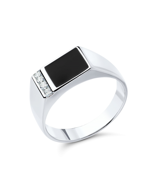 Sterling silver ring with zircons and enamel