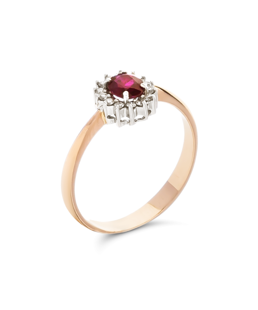 Gold ring with ruby and diamonds