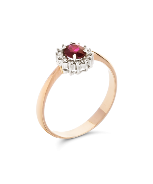 Gold ring with ruby and diamonds