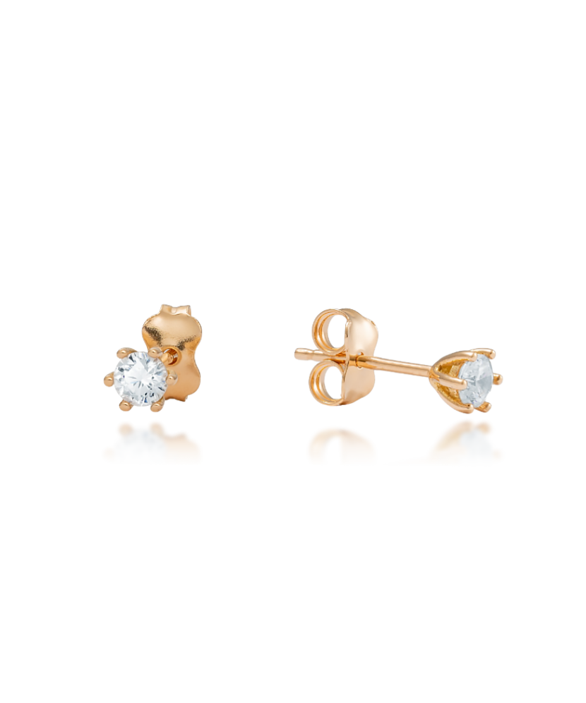 Gold earrings with zircons