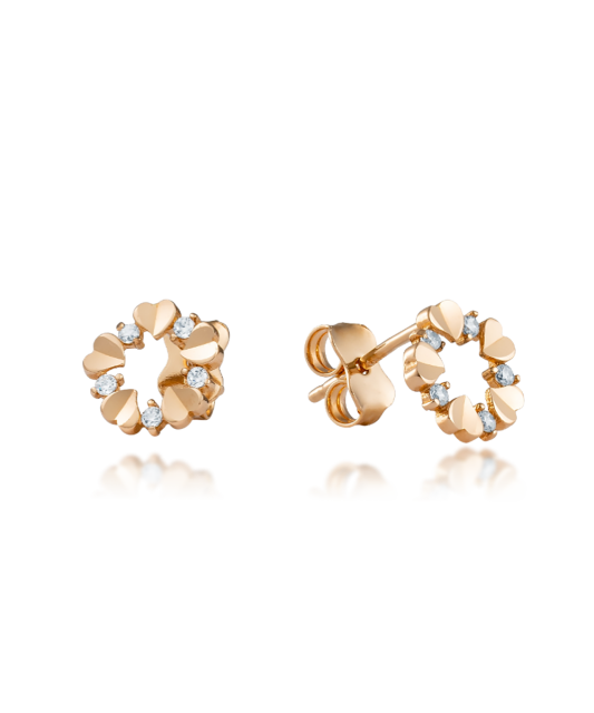 Gold earrings with zircons