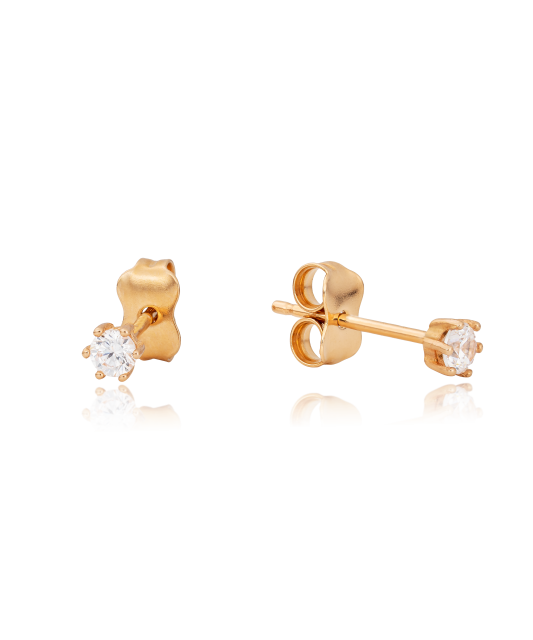 Gold earrings with zircons