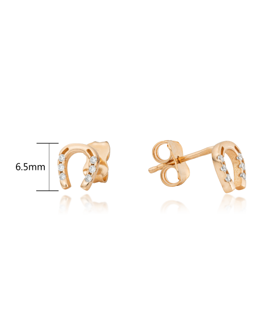 Gold earrings with zircons "horseshoe"