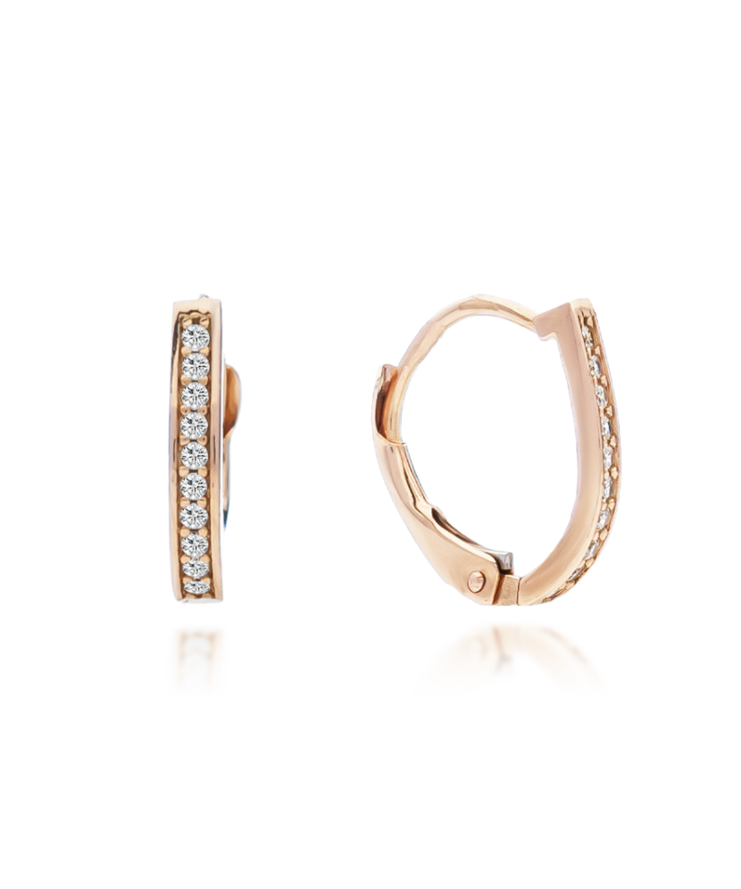 Gold earrings with zircons