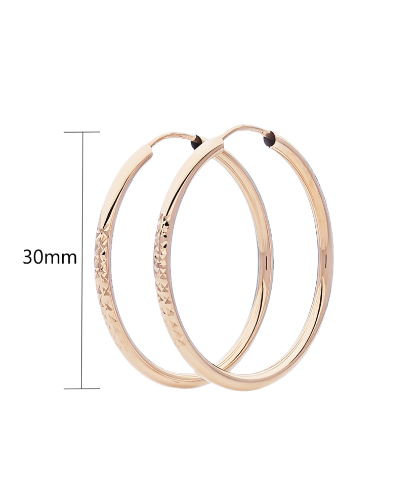 Auksiniai graviruoti auskarai rinkutės 30mm  - Goldinga