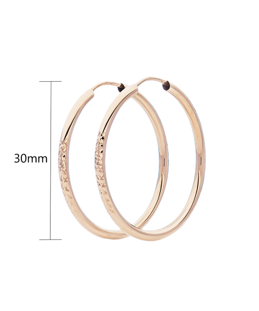 Auksiniai graviruoti auskarai rinkutės 30mm  - Goldinga