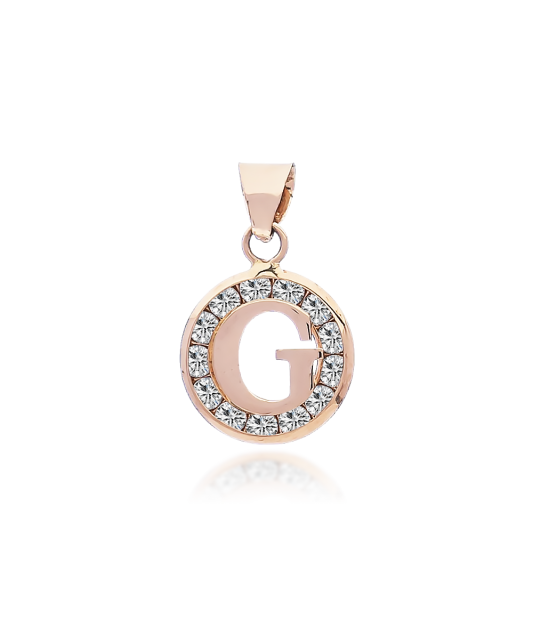 Gold pendant with zircons Letter G